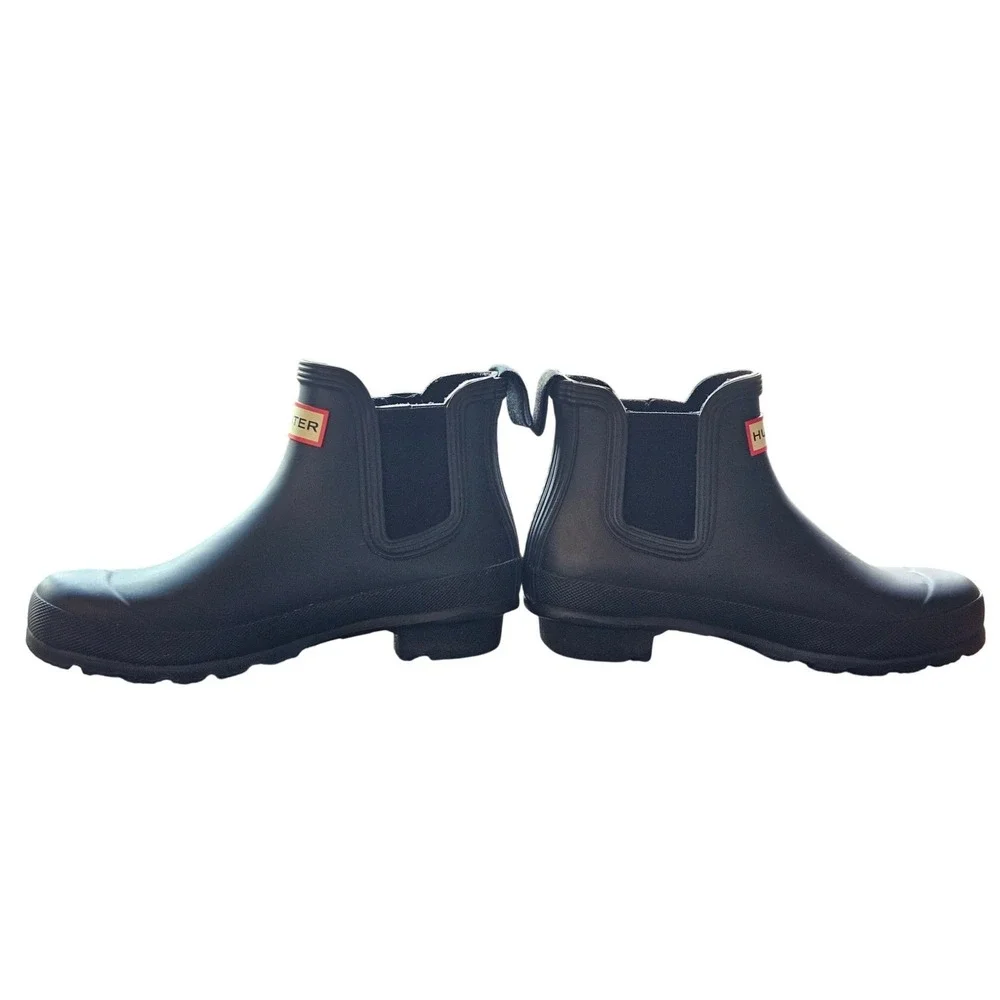 Hunter Original Chelsea Boots Black Matte Waterproof Rain Boots Womens Size 6